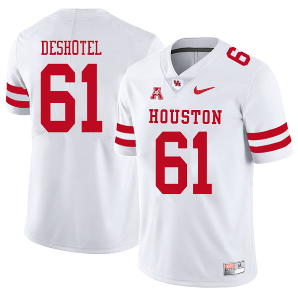 2018 Men #61 Ryan Deshotel Houston Cougars College Football Jerseys Sale-White - Click Image to Close